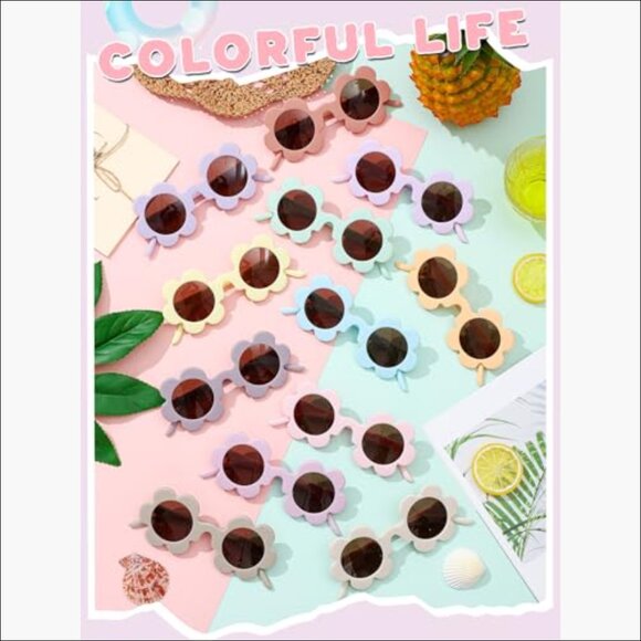 12 Pairs Polarized Flower Sunglasses UV Protection Round Frame main image 7